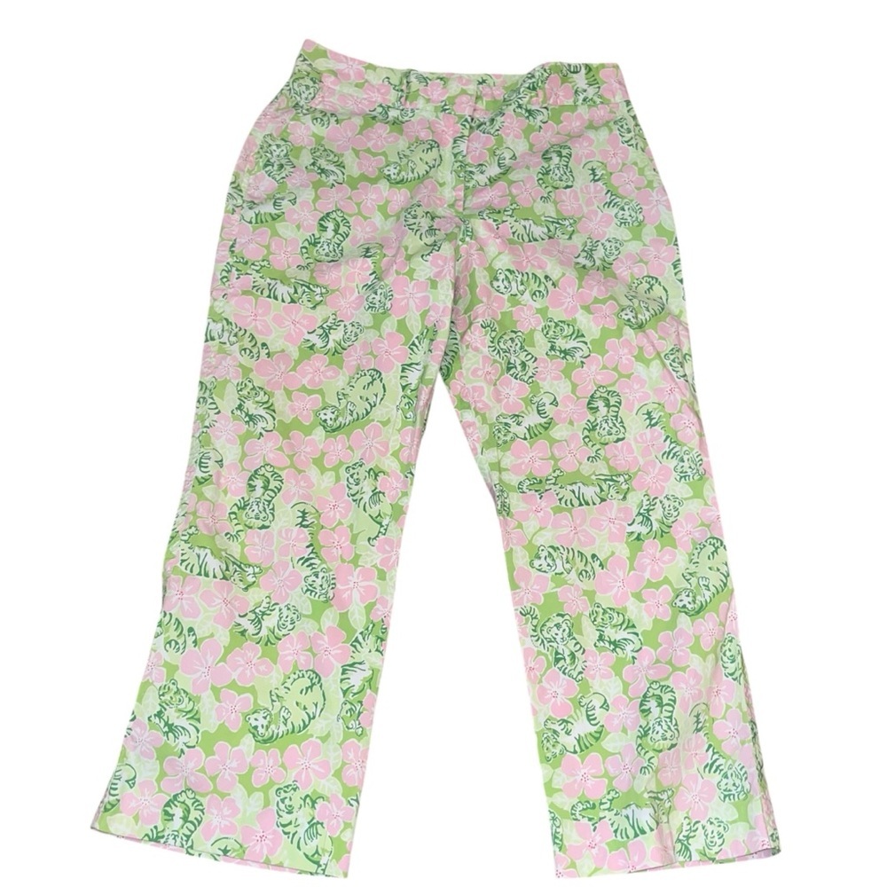 Lilly Pulitzer Pink and Green Floral Cropped Pants